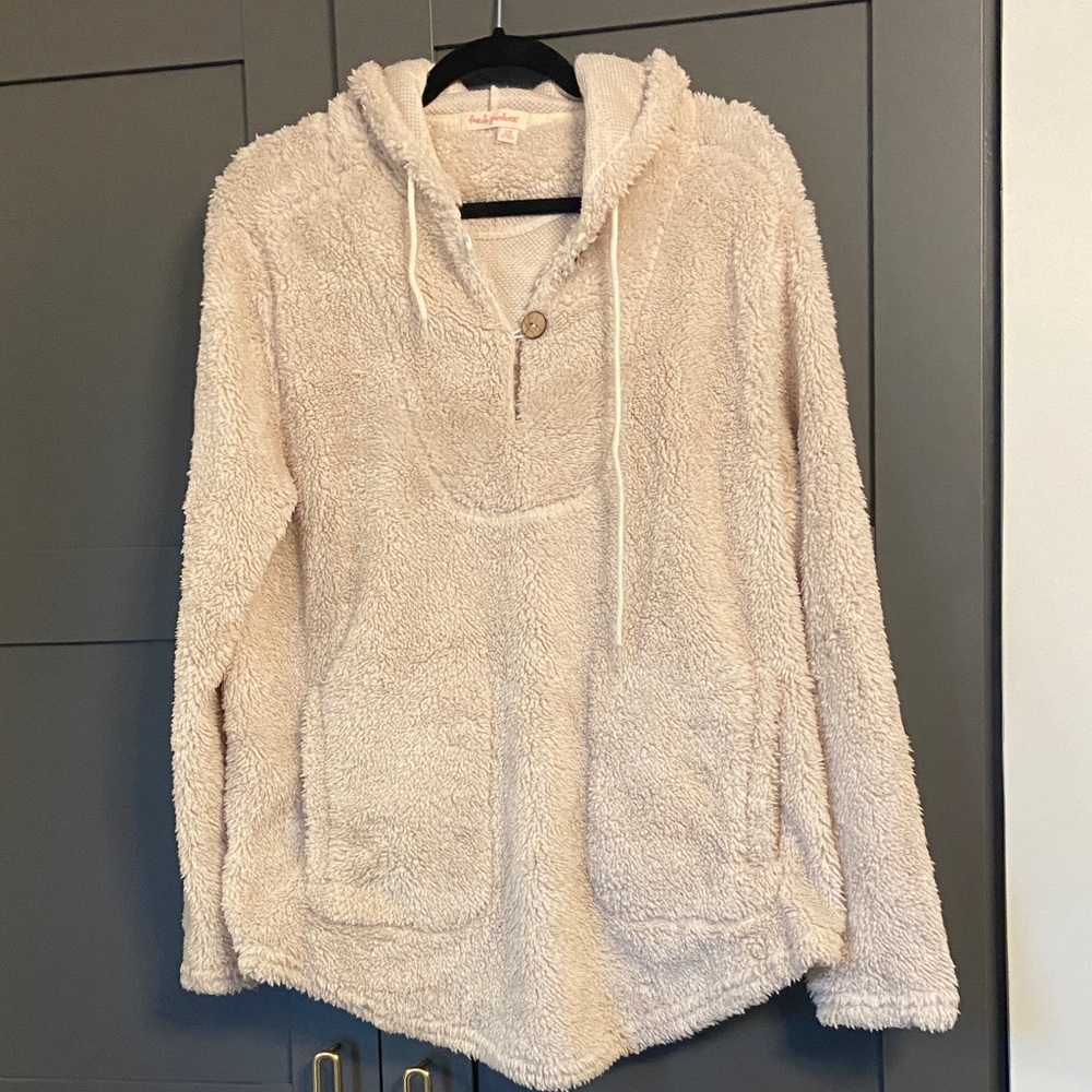fresh produce Cream Plush Sherpa Hoodie
